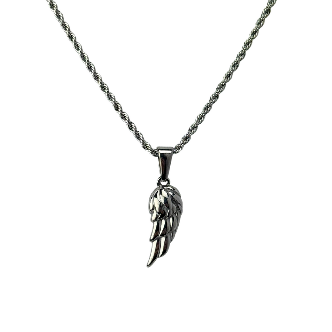 Angel Wing Pendant Necklace (Silver)