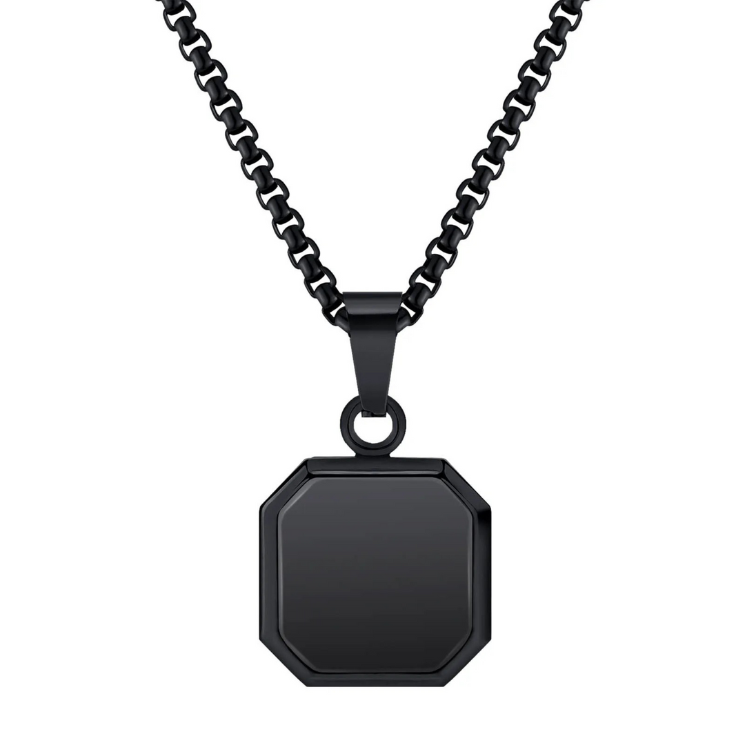 Onyx Square Necklace (Black)