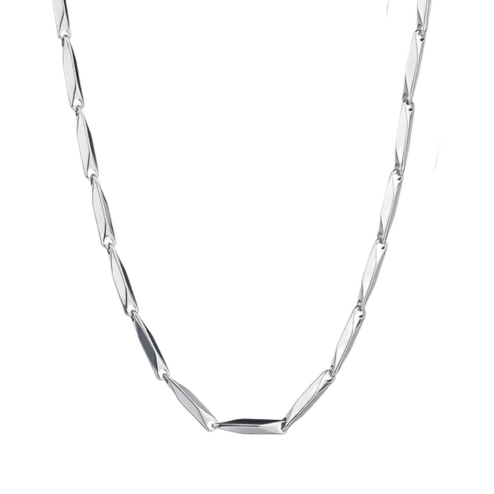 Block Chain Necklace, isolated on a white background hanging in a curve