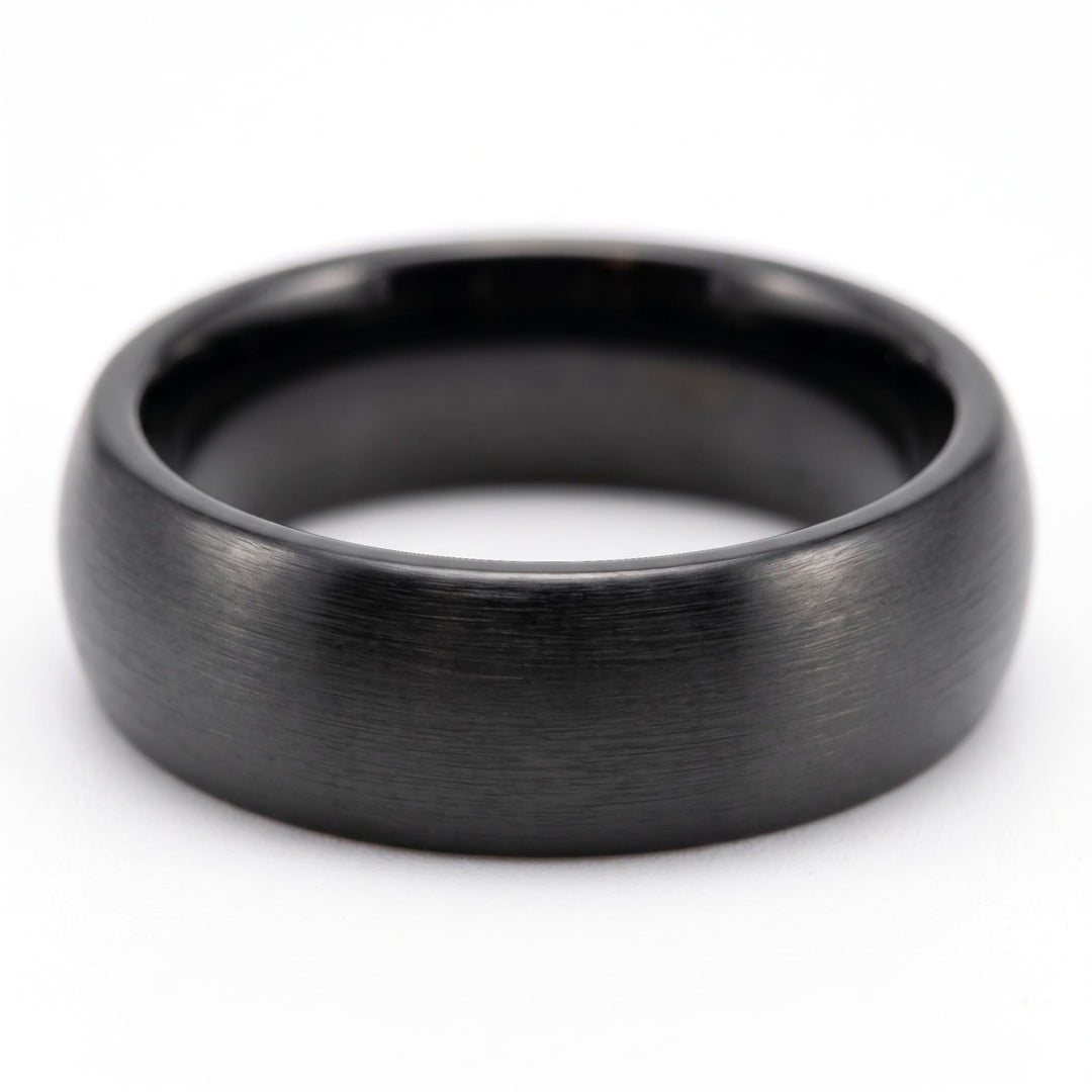 Brushed Titanium Band (Black), front view of the brushed domed face and inner surface