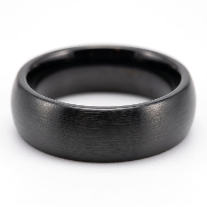 Brushed Titanium Band (Black), front view of the brushed domed face and inner surface