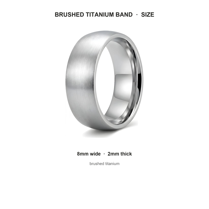 Brushed Titanium Band (Silver) size guide: 8mm wide, 2mm thick