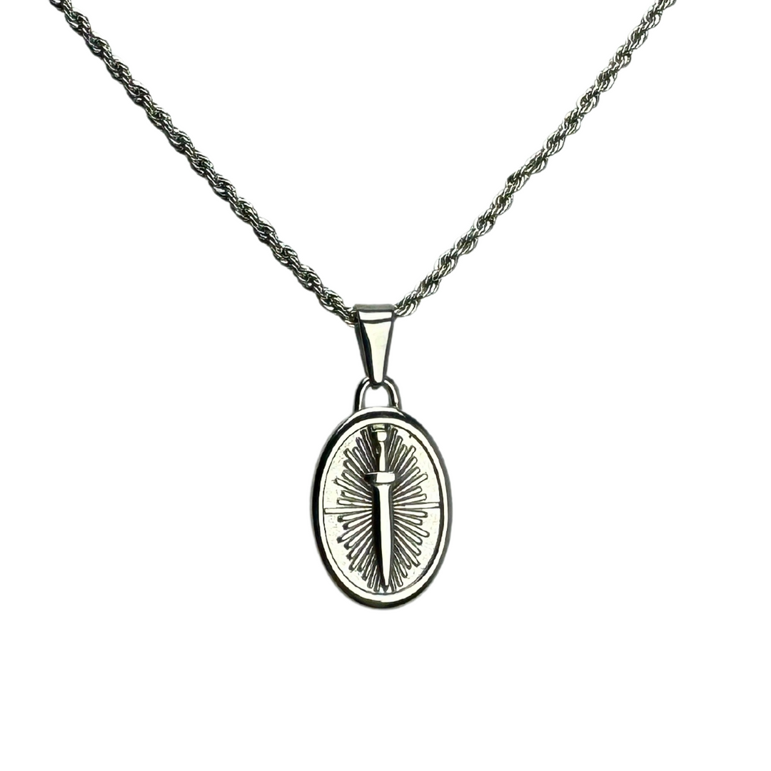 Dagger Emblem Pendant Necklace (Silver)