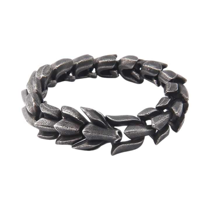 Dragon Link Bracelet Black, isolated on a white background showing the scaled link texture