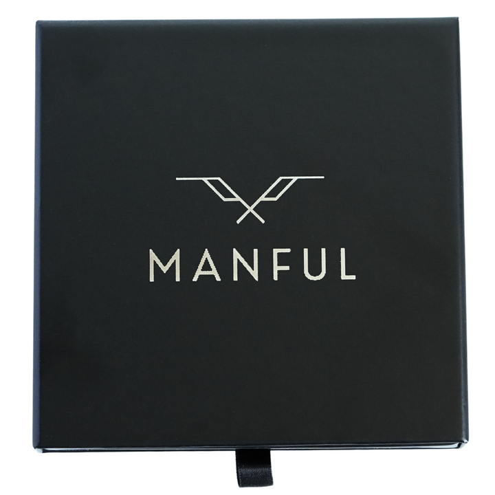 Gift Box, a closed black box with the Manful logo and a ribbon pull tab