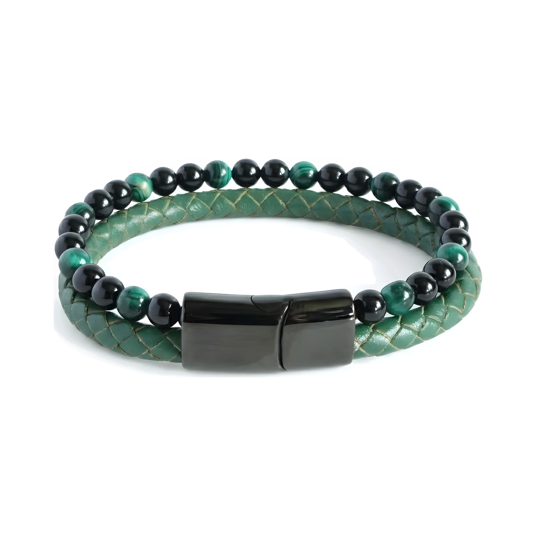 Jade Bead And Leather Bracelet