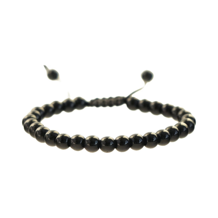 Onyx Bead Bracelet, isolated on a white background laid flat in a circle
