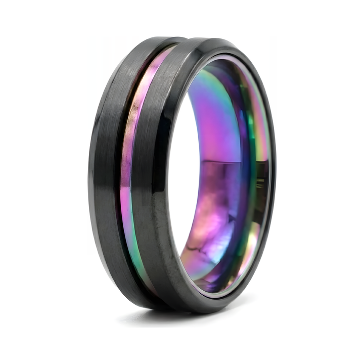 Rainbow Band, isolated on a white background showing the iridescent centre groove
