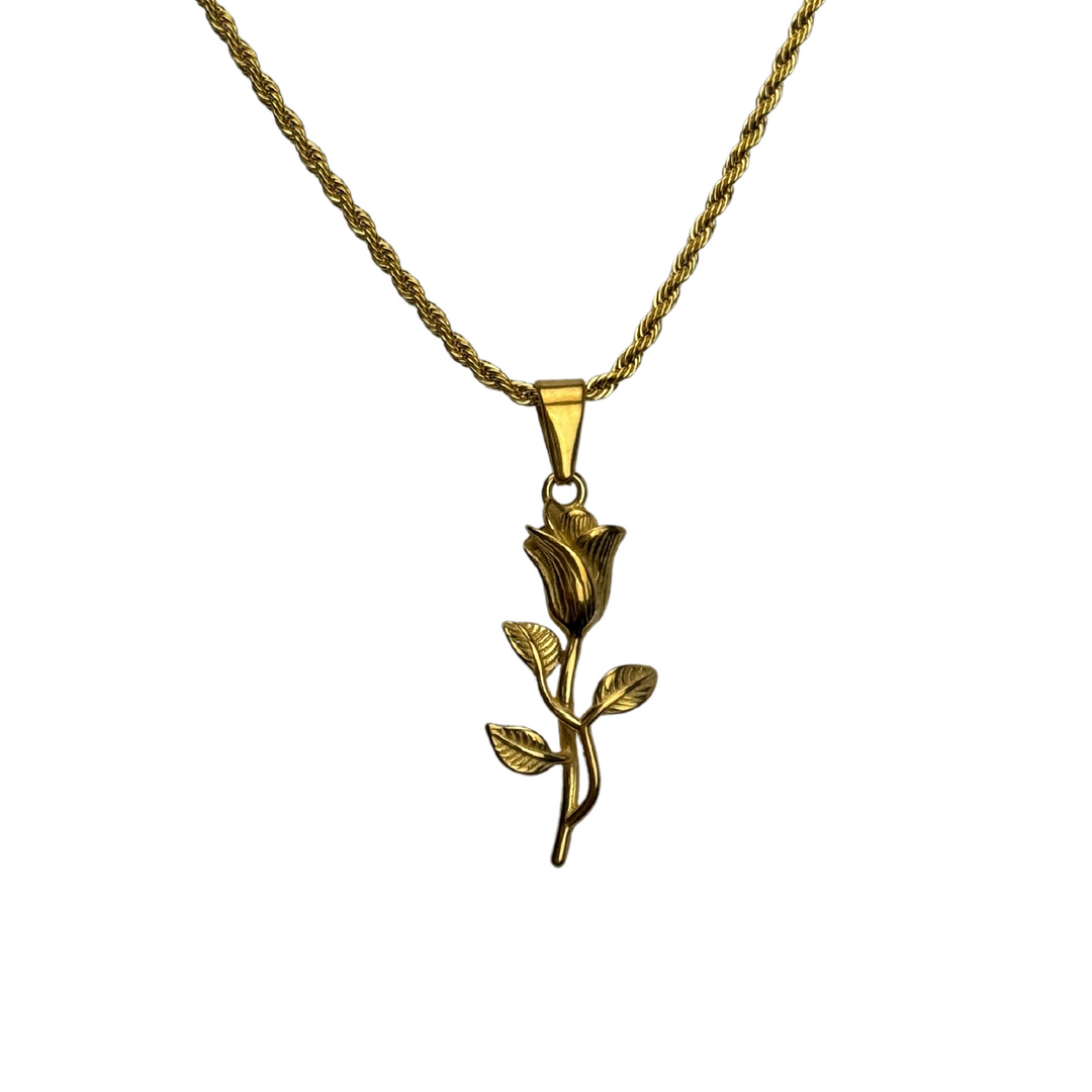Rose Pendant Necklace (Gold)