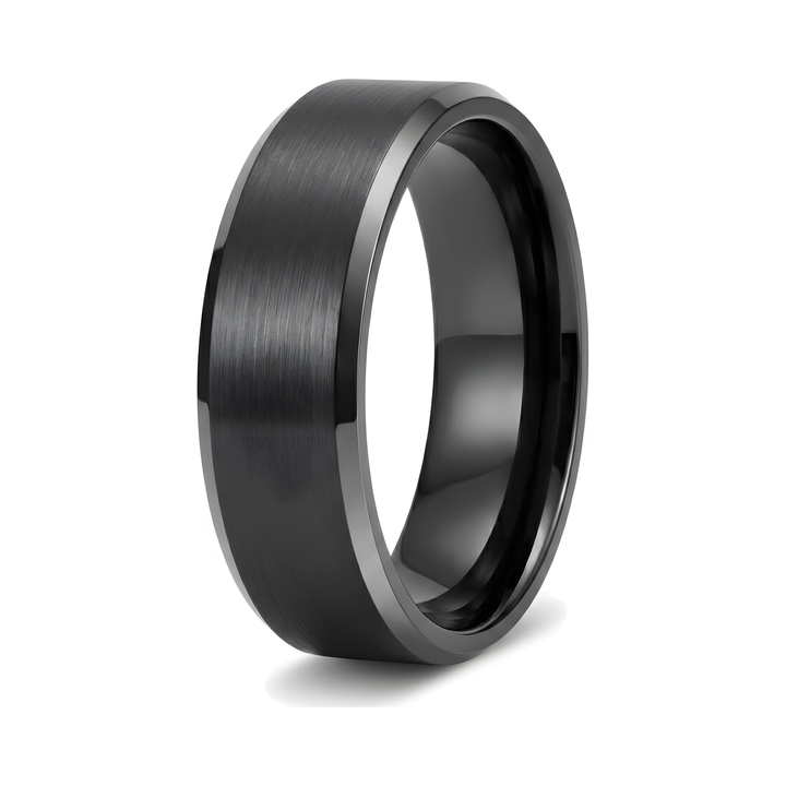 Simple Stainless Steel Ring 8mm Black, isolated on a white background