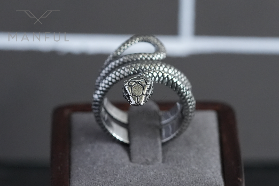 Snake Ring, displayed upright on a ring stand cone