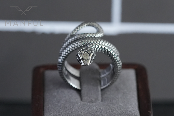 Snake Ring, displayed upright on a ring stand cone