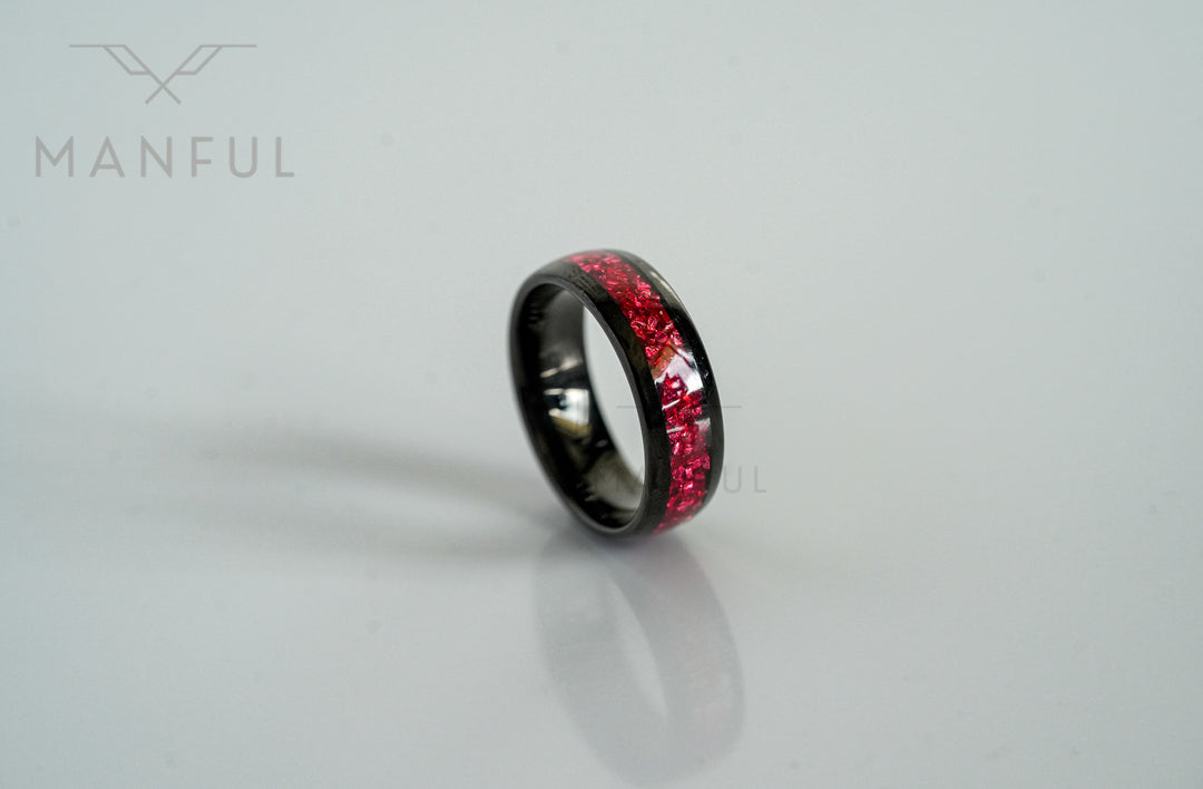 Tungsten Red Opal Black Band, angled three-quarter view on a plain white background