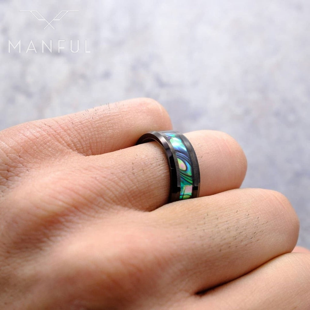 Stainless steel hot sale opal ring