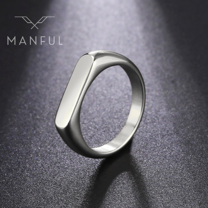 Narrow Rectangular Signet Ring - ManfulCo