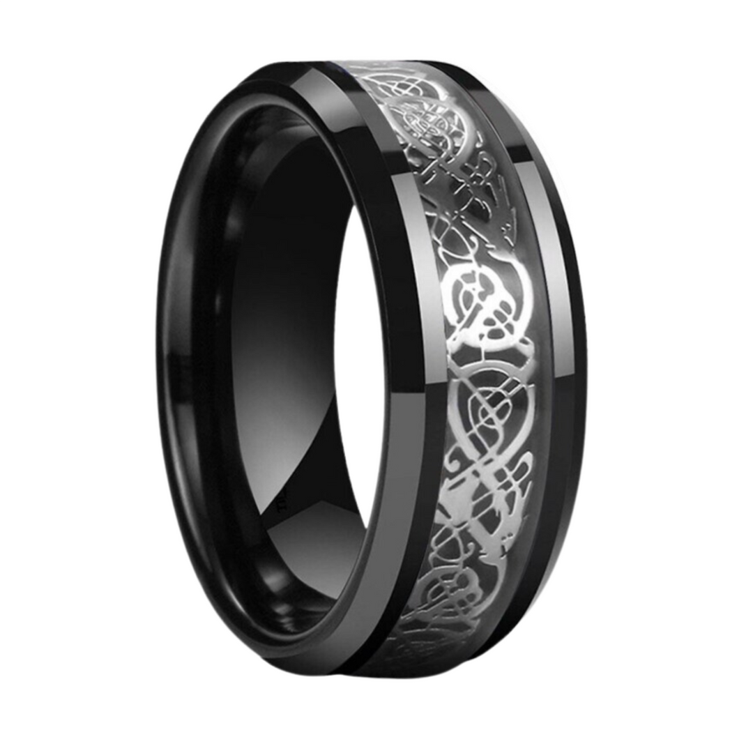 Dragon Pattern Ring (Black) - ManfulCo