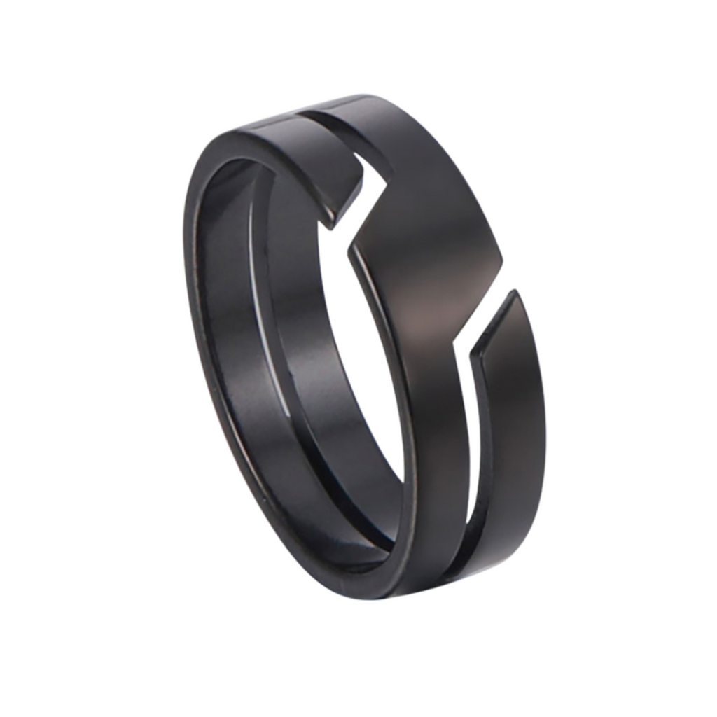 Silver ring sales with black line