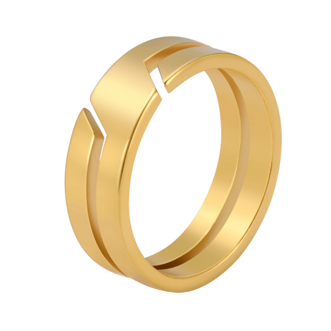 Line Cut Ring (Gold) - ManfulCo