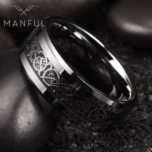 Dragon Pattern Ring (Silver) - ManfulCo