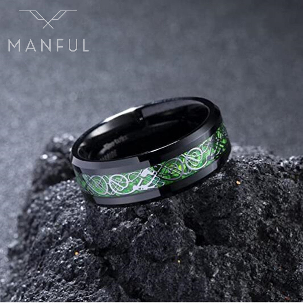 Dragon Pattern Ring (Black & Green) - ManfulCo