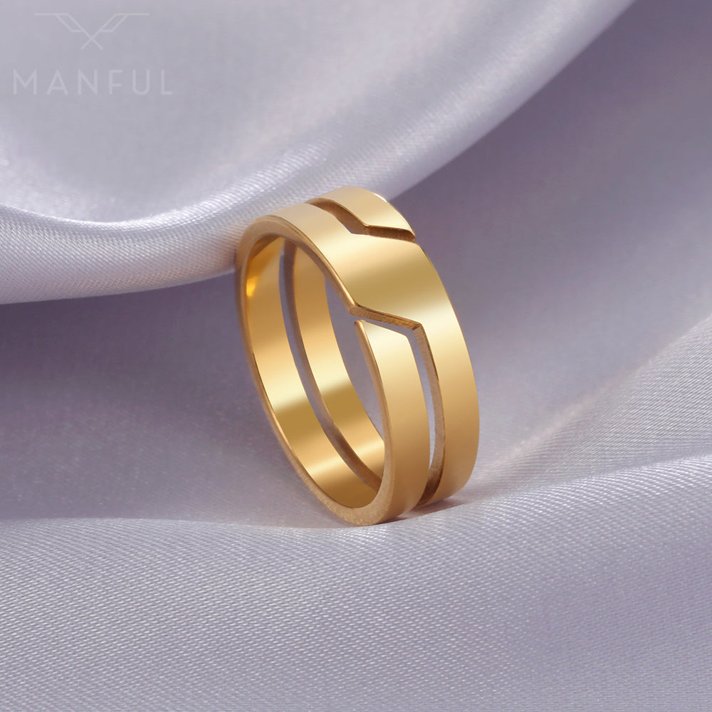 Line Cut Ring (Gold) - ManfulCo