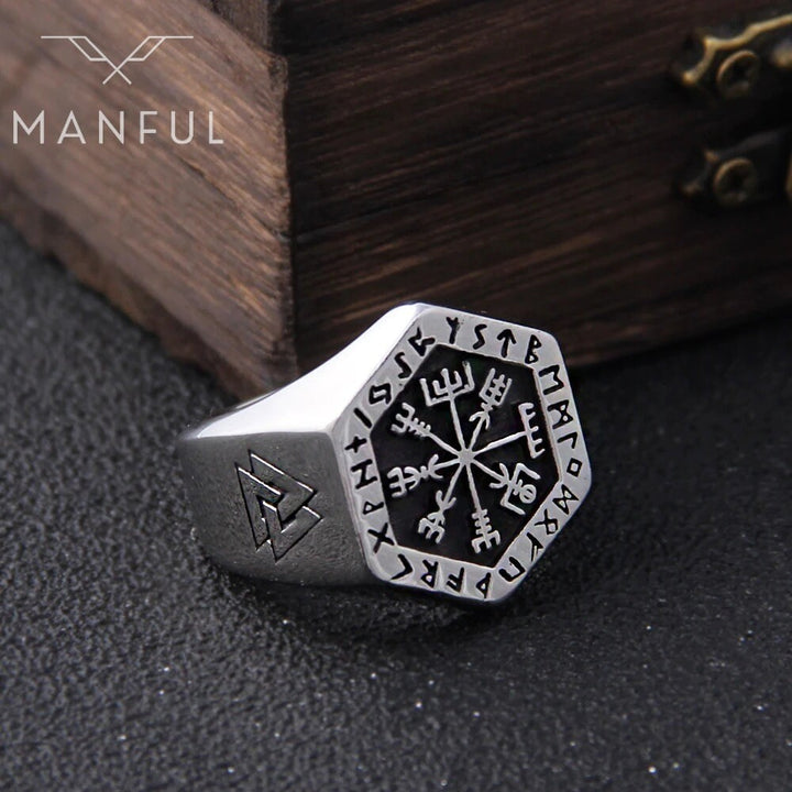 Runic Compass Signet Ring - ManfulCo