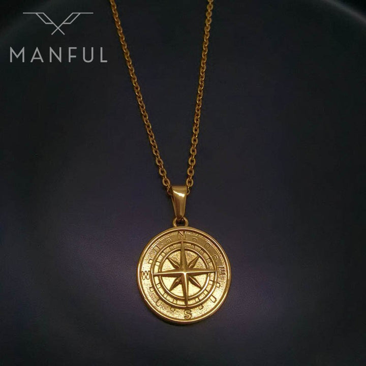 Compass Pendant Necklace (Gold) - ManfulCo