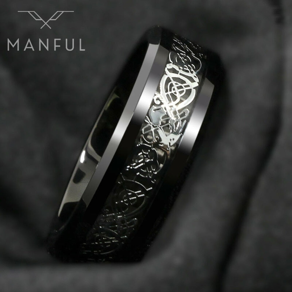 Dragon Pattern Ring (Black) - ManfulCo