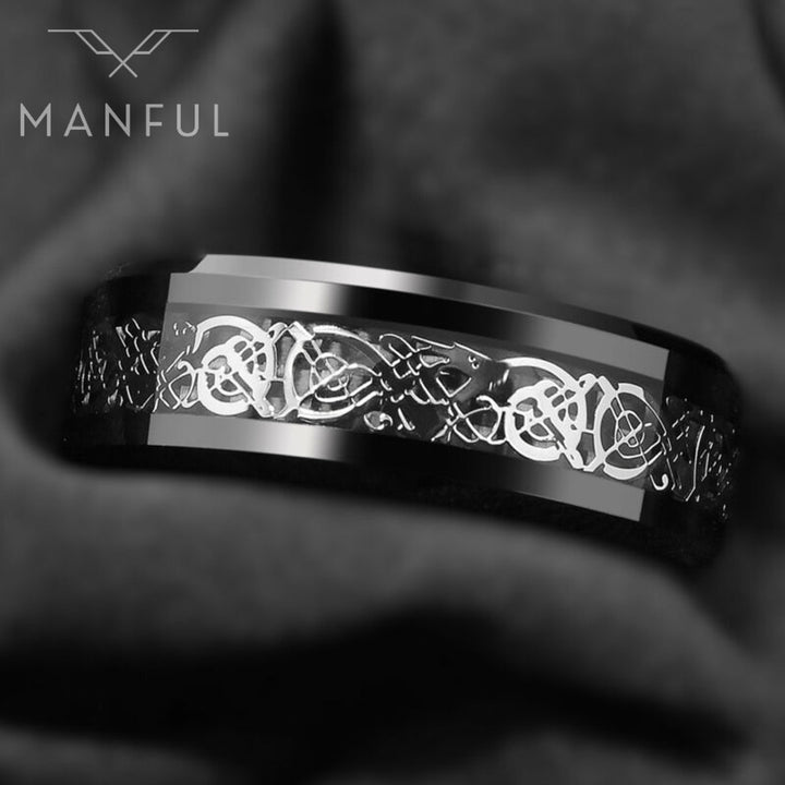 Dragon Pattern Ring (Black) - ManfulCo